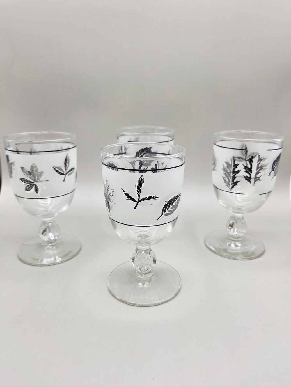 Libbey Silverleaf Frosted Wine or Water Glasses, Set of 4